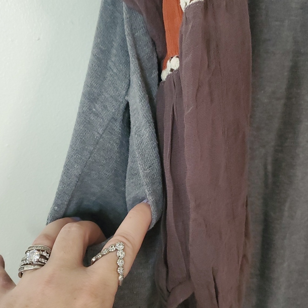 Umgee Shirt Dress Size Small Big BoHo Bellsleeves Pockets Mini Style - Picture 6 of 9